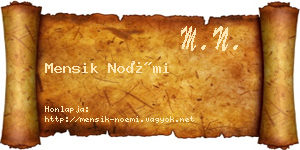 Mensik Noémi névjegykártya